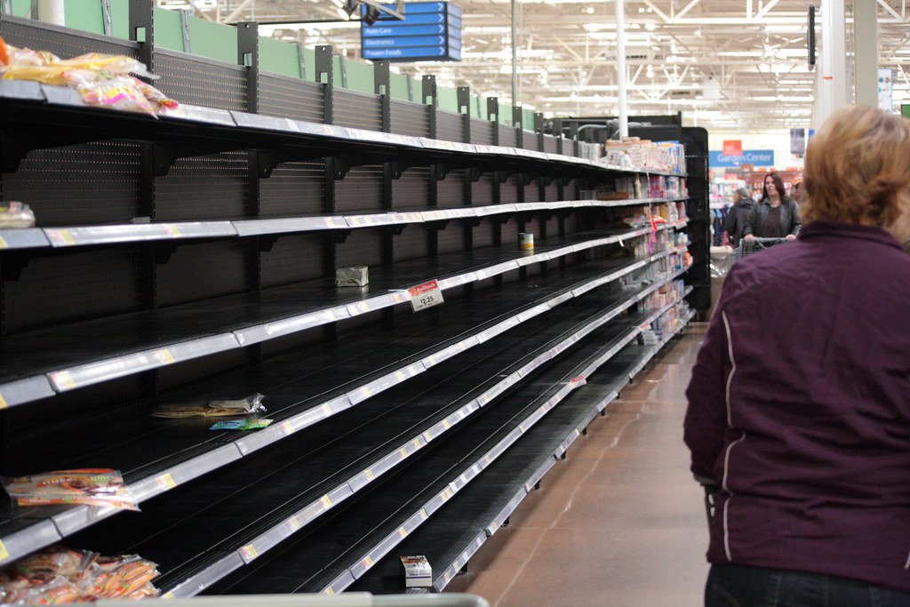 Panic buying has shoppers facing empty store shelves