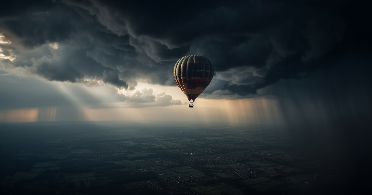 Balloon in storm clouds photo