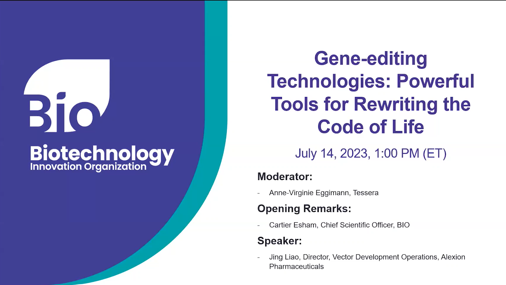 Gene-editing webinar title card