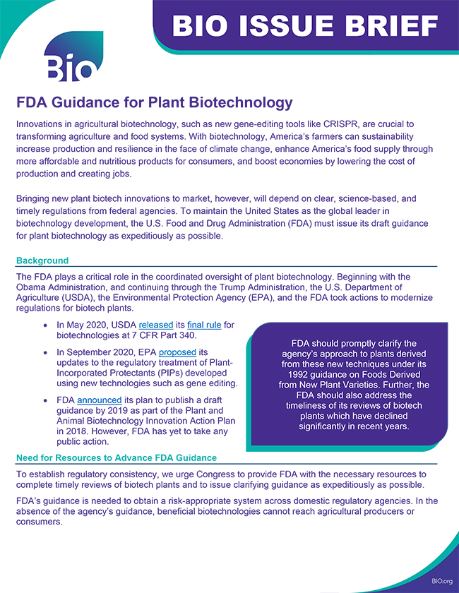 FDA Guidance for Plant Biotechnology