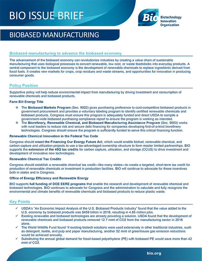Biobased Manufacturing