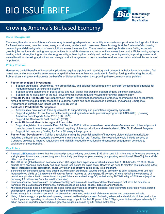 Growing America’s Biobased Economy