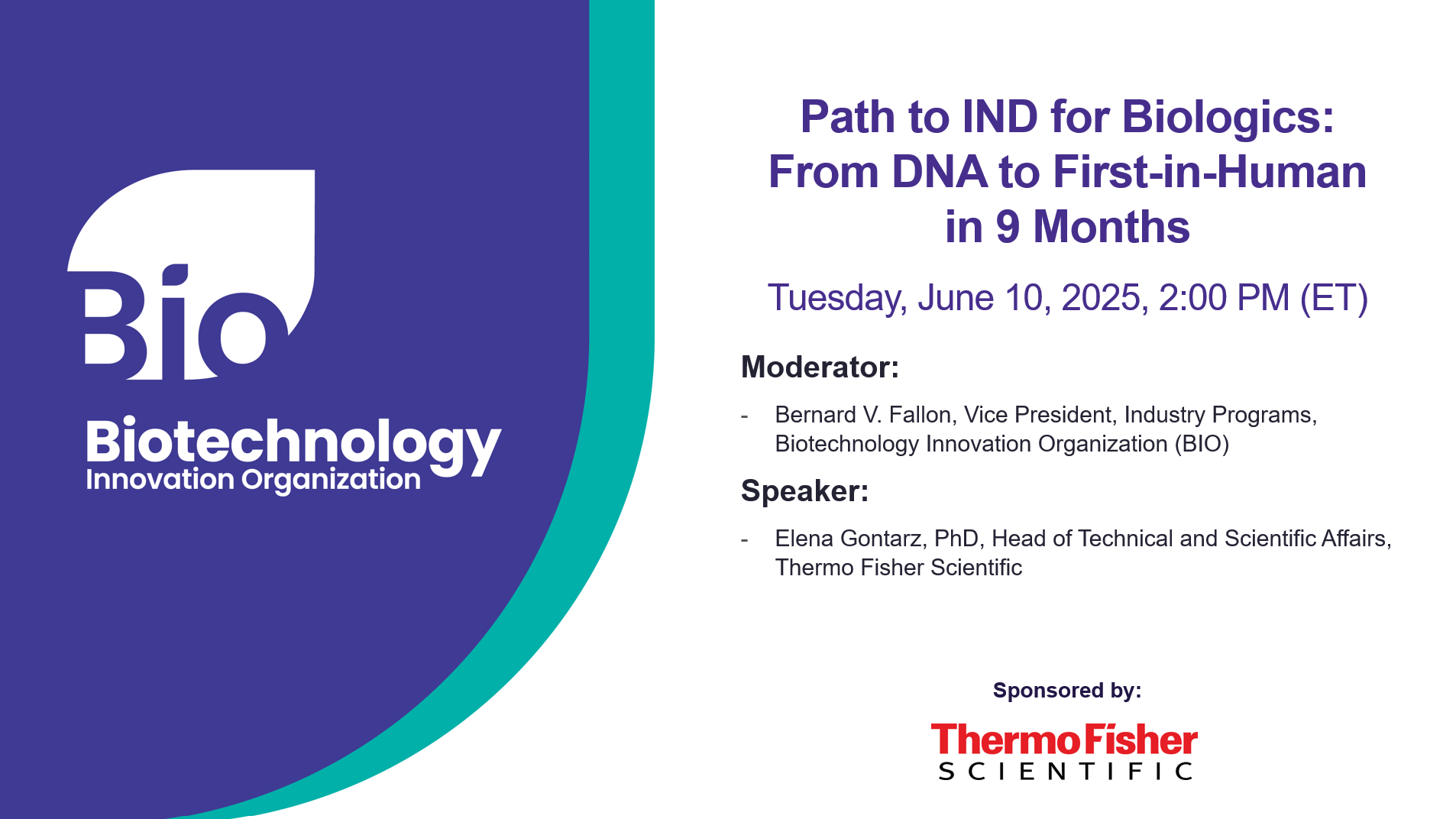 Path to IND for Biologics webinar title slide