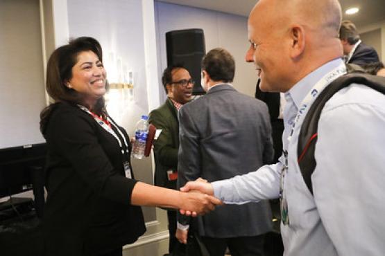 Companies shaking hands