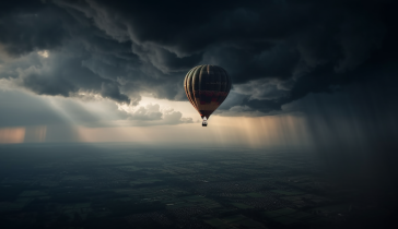 Balloon in storm clouds photo