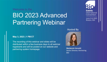 BIO 2023 Advanced Partnering webinar title slide