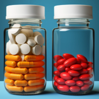 photo of pills in capped bottles